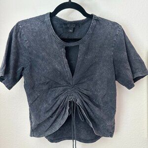 All Saints Ruched Crop Top - Small, grey